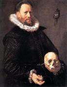 Frans Hals Portrait of a Man Holding a Skull oil painting